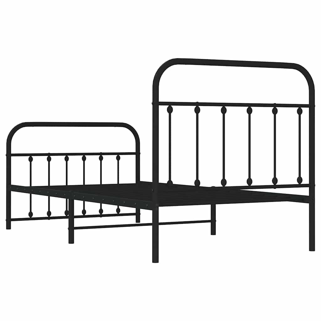 Giroletto con Testiera e Pediera Metallo Nero 100x190 cm | homemem39