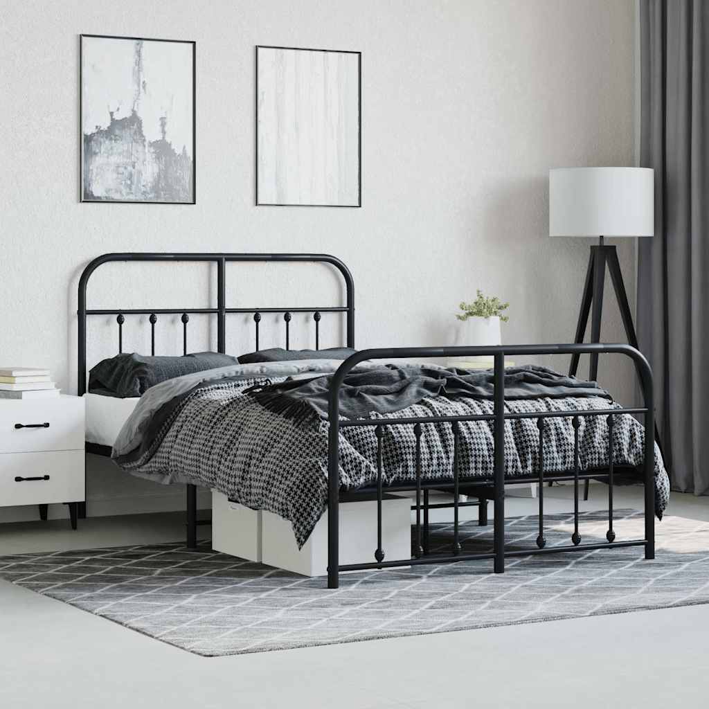 Giroletto con Testiera e Pediera Metallo Nero 120x190 cm | homemem39