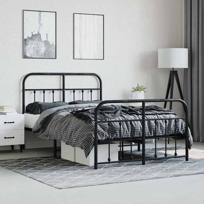 Giroletto con Testiera e Pediera Metallo Nero 120x190 cm | homemem39