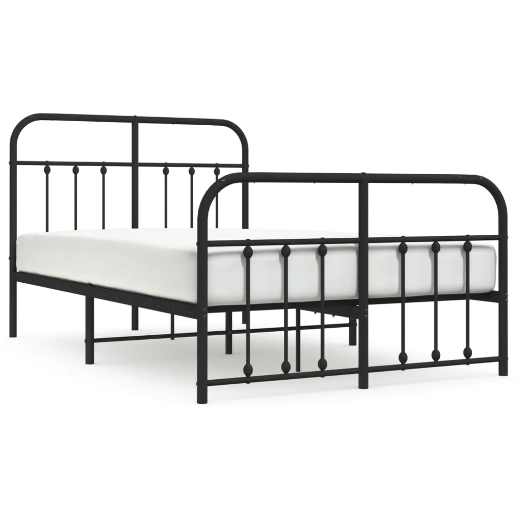 Giroletto con Testiera e Pediera Metallo Nero 120x200 cm | homemem39