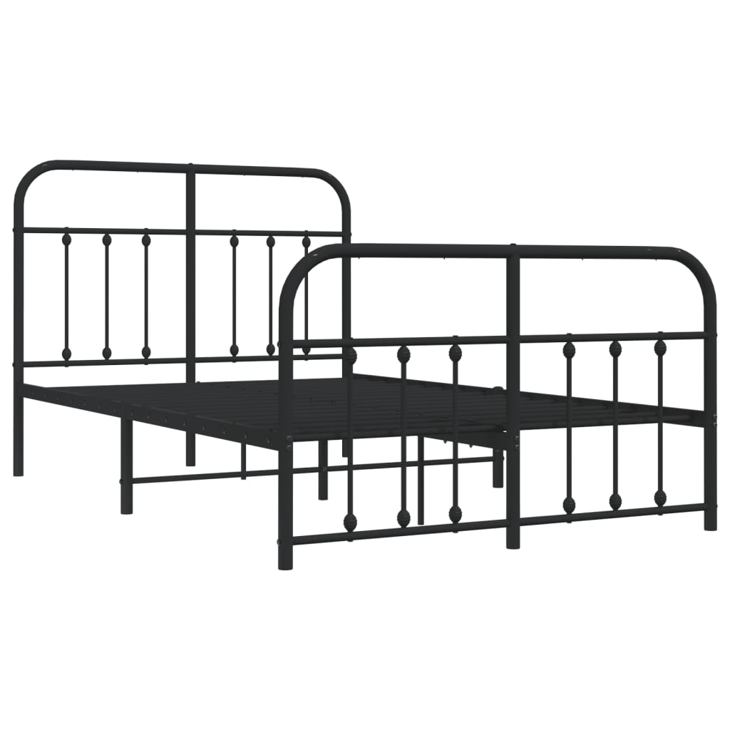 Giroletto con Testiera e Pediera Metallo Nero 120x200 cm | homemem39