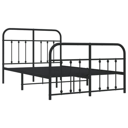 Giroletto con Testiera e Pediera Metallo Nero 120x200 cm | homemem39