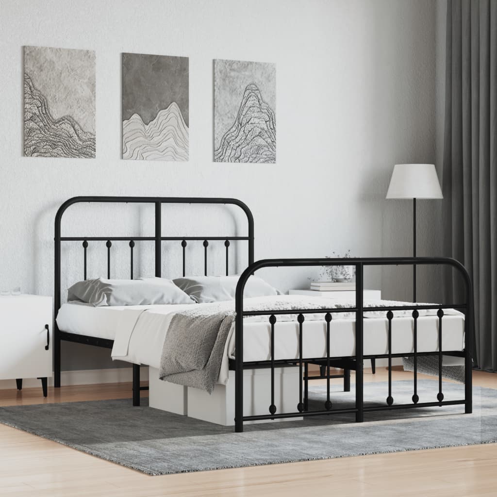 Giroletto con Testiera e Pediera Metallo Nero 120x200 cm | homemem39