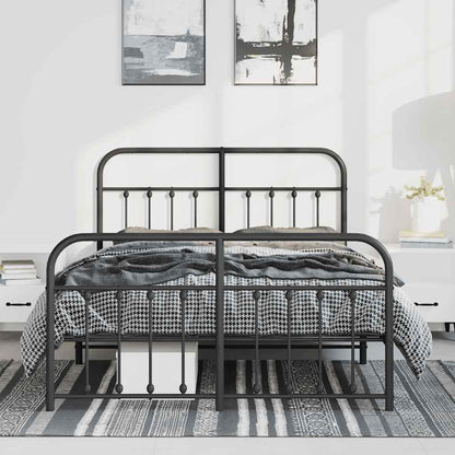 Giroletto con Testiera e Pediera Metallo Nero 135x190 cm | homemem39