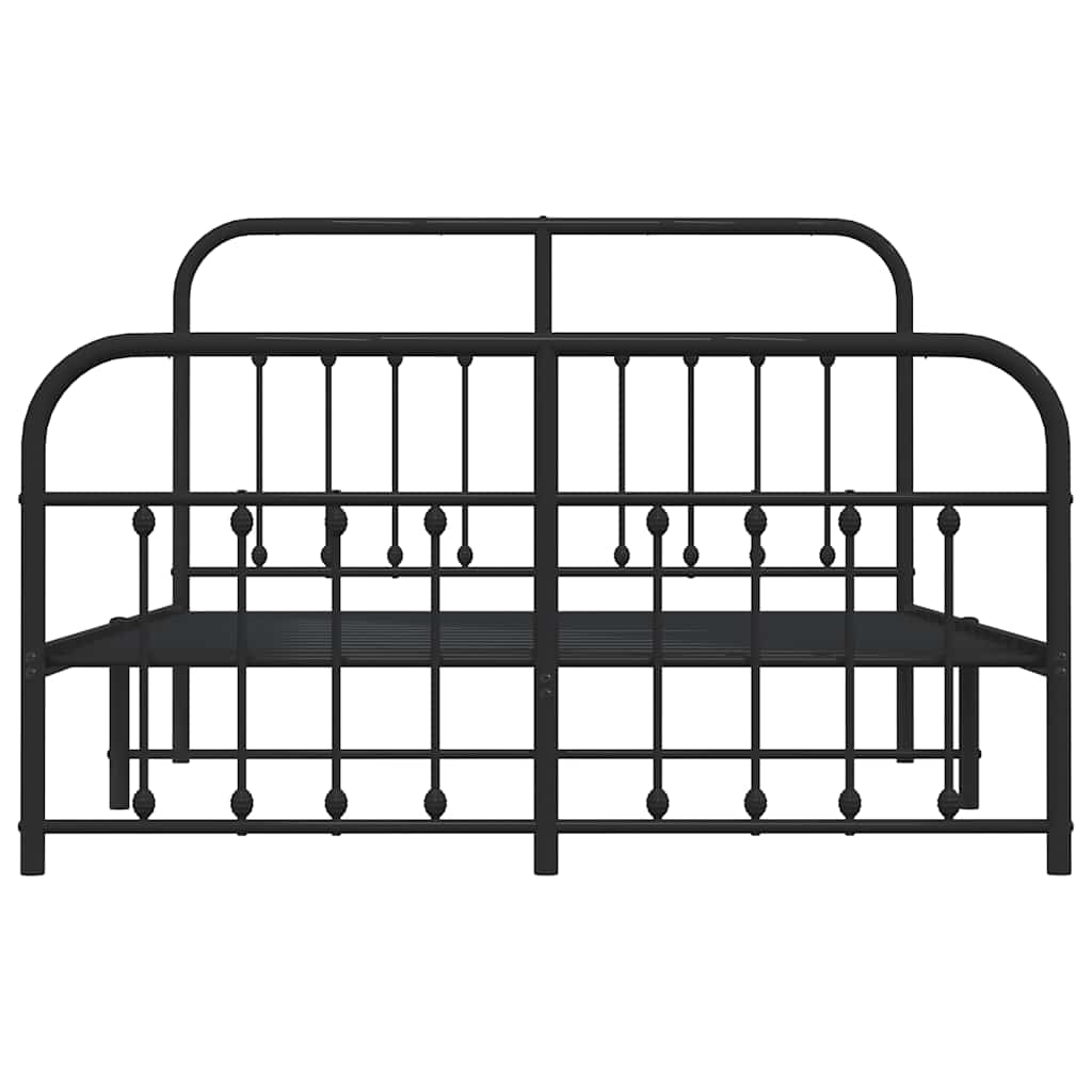 Giroletto con Testiera e Pediera Metallo Nero 135x190 cm | homemem39