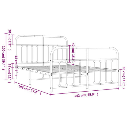Giroletto con Testiera e Pediera Metallo Nero 135x190 cm | homemem39