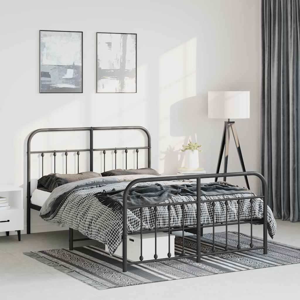 Giroletto con Testiera e Pediera Metallo Nero 135x190 cm | homemem39