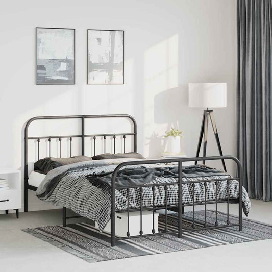 Giroletto con Testiera e Pediera Metallo Nero 135x190 cm | homemem39
