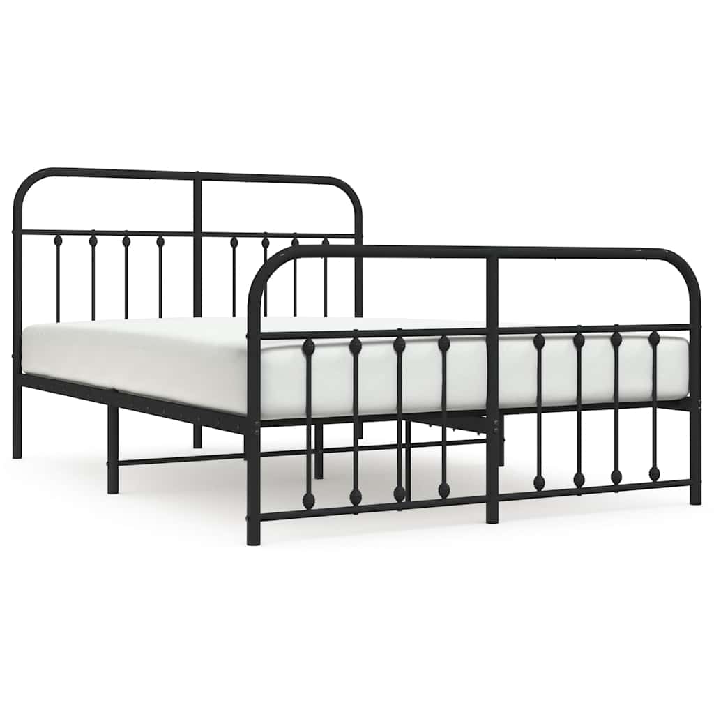 Giroletto con Testiera e Pediera Metallo Nero 150x200 cm | homemem39