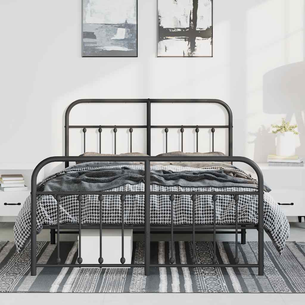 Giroletto con Testiera e Pediera Metallo Nero 150x200 cm | homemem39