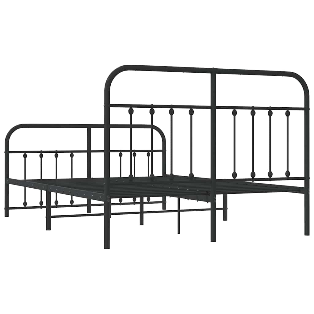 Giroletto con Testiera e Pediera Metallo Nero 150x200 cm | homemem39