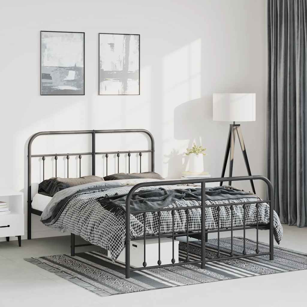 Giroletto con Testiera e Pediera Metallo Nero 150x200 cm | homemem39