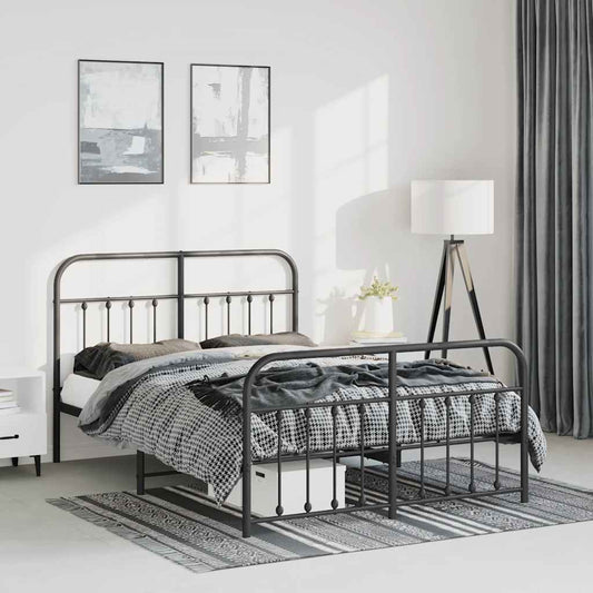 Giroletto con Testiera e Pediera Metallo Nero 150x200 cm | homemem39