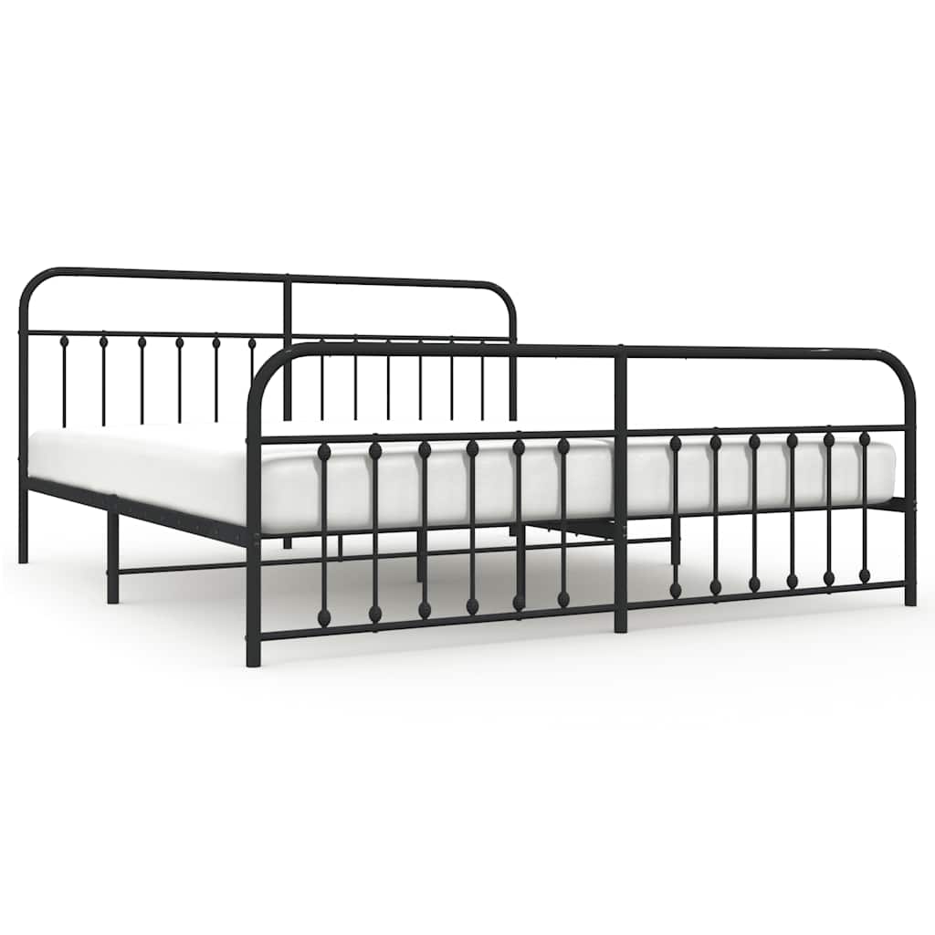 Giroletto con Testiera e Pediera Metallo Nero 193x203 cm | homemem39