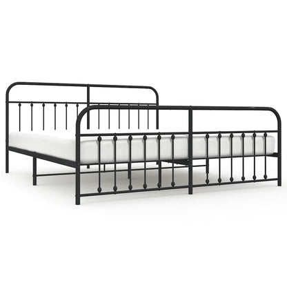Giroletto con Testiera e Pediera Metallo Nero 193x203 cm | homemem39