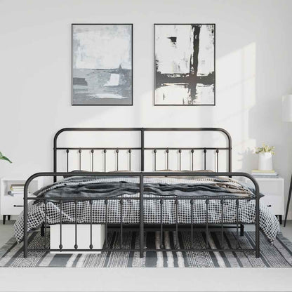Giroletto con Testiera e Pediera Metallo Nero 193x203 cm | homemem39