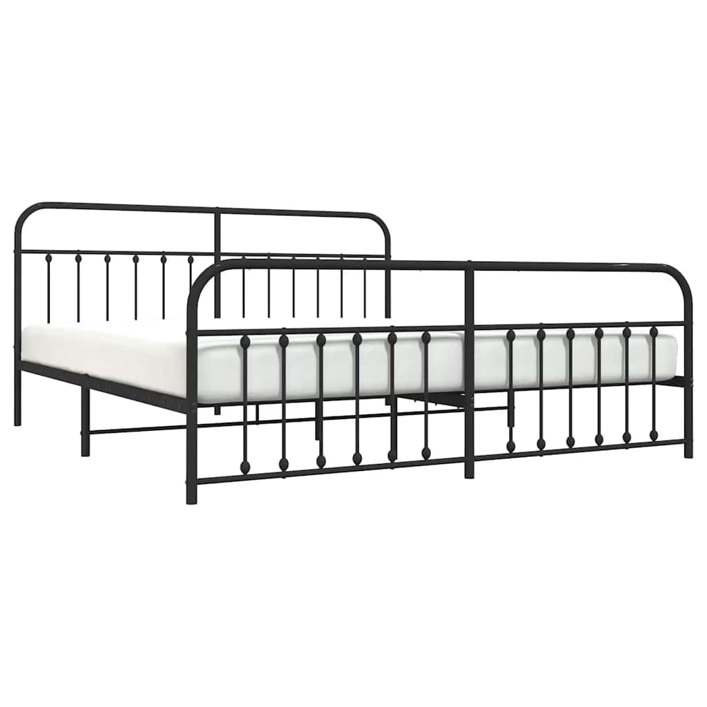 Giroletto con Testiera e Pediera Metallo Nero 193x203 cm | homemem39