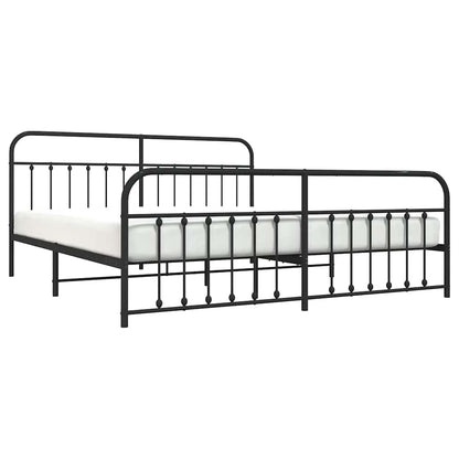 Giroletto con Testiera e Pediera Metallo Nero 193x203 cm | homemem39