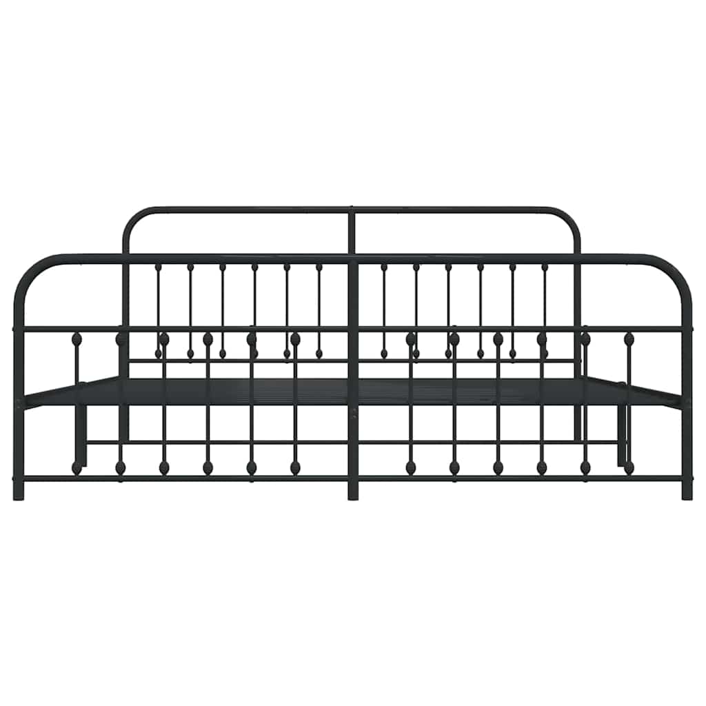 Giroletto con Testiera e Pediera Metallo Nero 193x203 cm | homemem39