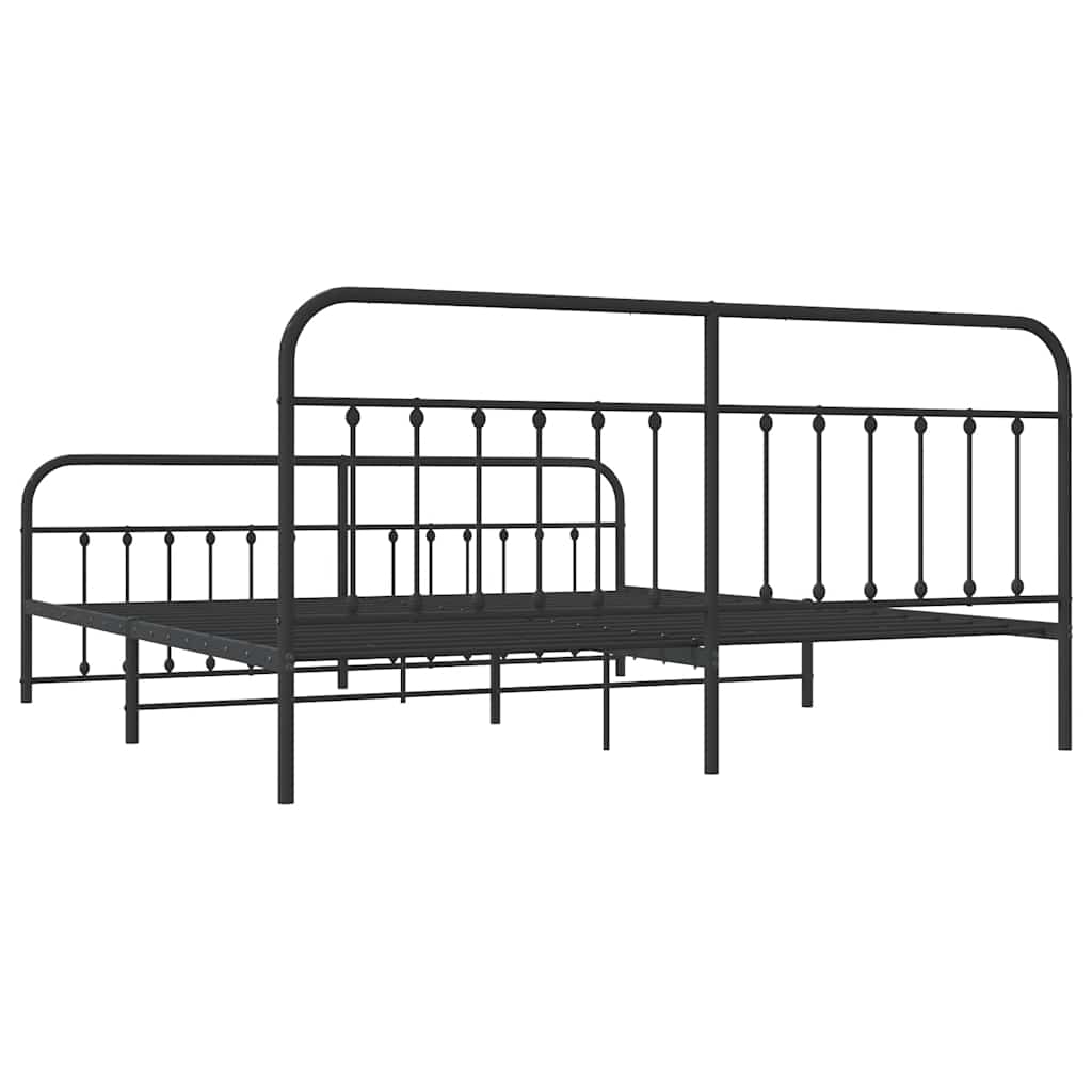 Giroletto con Testiera e Pediera Metallo Nero 193x203 cm | homemem39