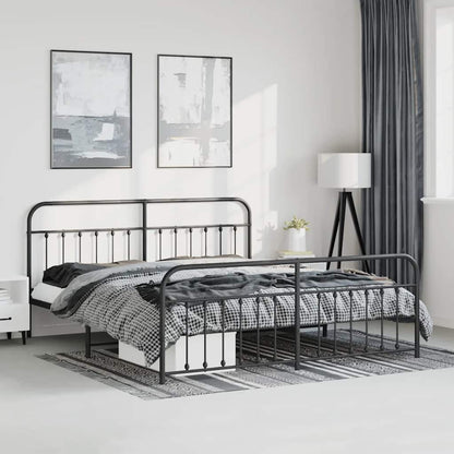 Giroletto con Testiera e Pediera Metallo Nero 193x203 cm | homemem39