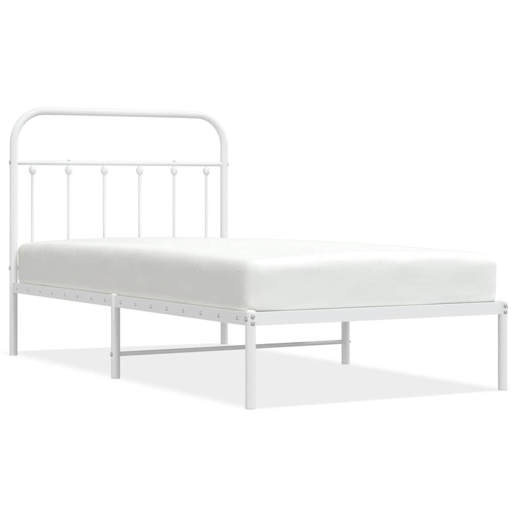 Giroletto con Testiera Metallo Bianco 100x190 cm