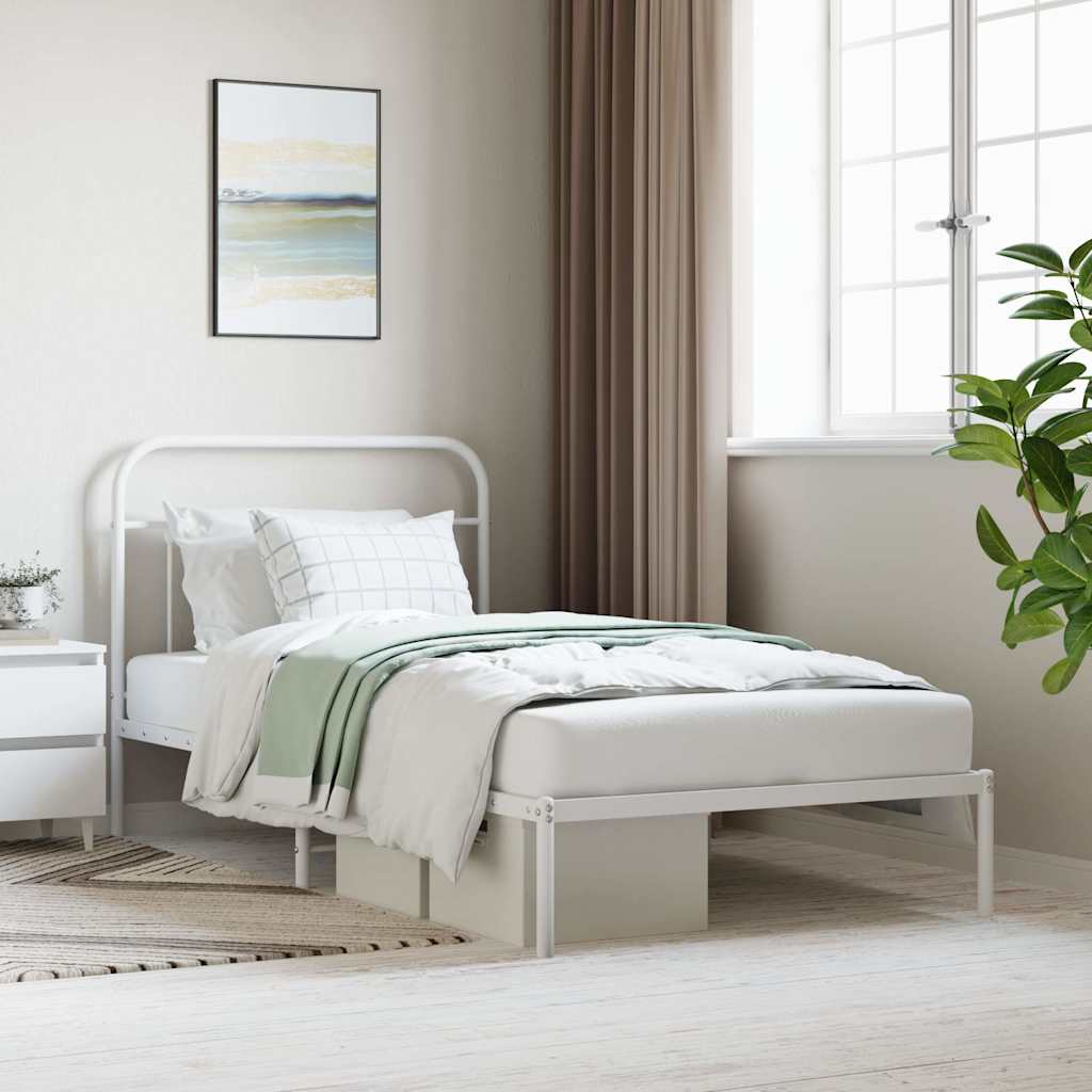 Giroletto con Testiera Metallo Bianco 107x203 cm | homemem39