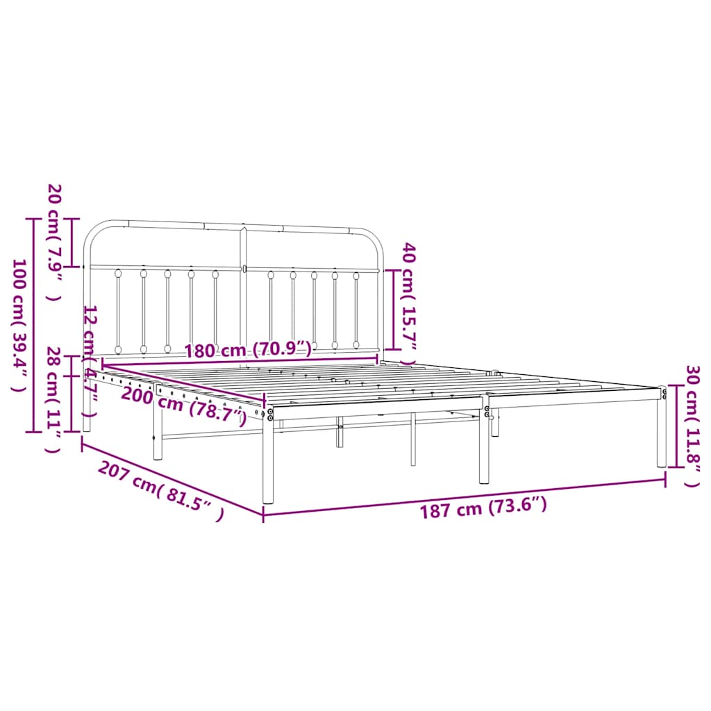 Giroletto con Testiera Metallo Bianco 180x200 cm | homemem39