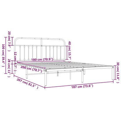 Giroletto con Testiera Metallo Bianco 180x200 cm | homemem39