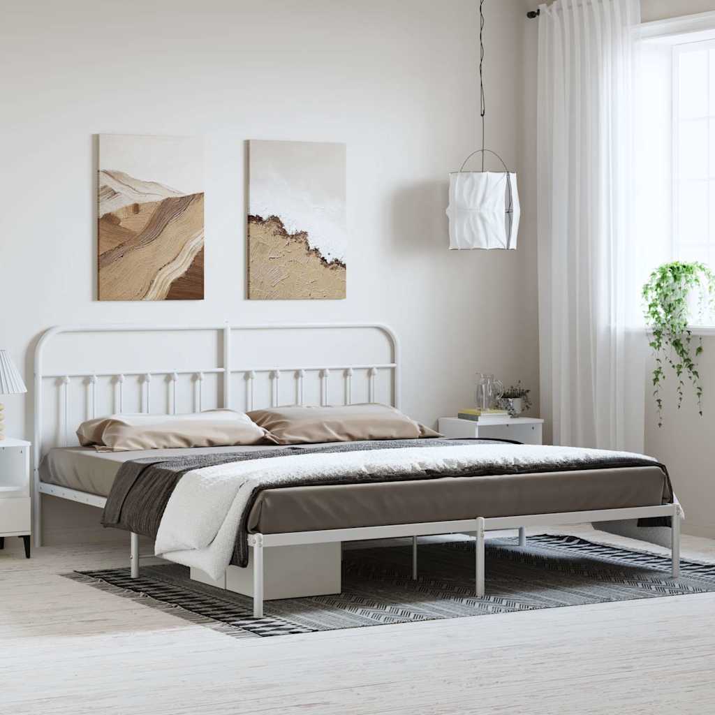 Giroletto con Testiera Metallo Bianco 183x213 cm