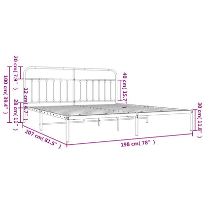 Giroletto con Testiera Metallo Bianco 193x203 cm | homemem39