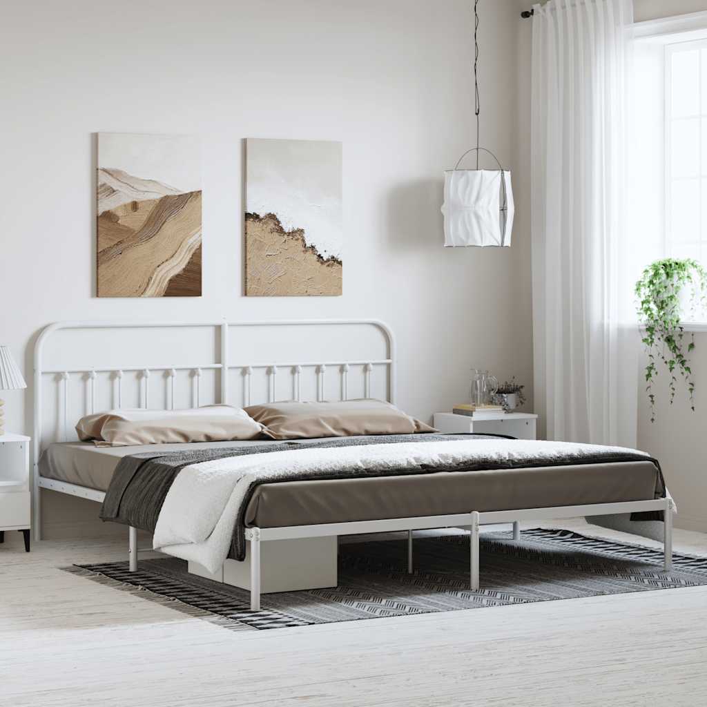Giroletto con Testiera Metallo Bianco 193x203 cm | homemem39