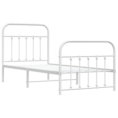 Giroletto con Testiera e Pediera Metallo Bianco 90x190 cm | homemem39