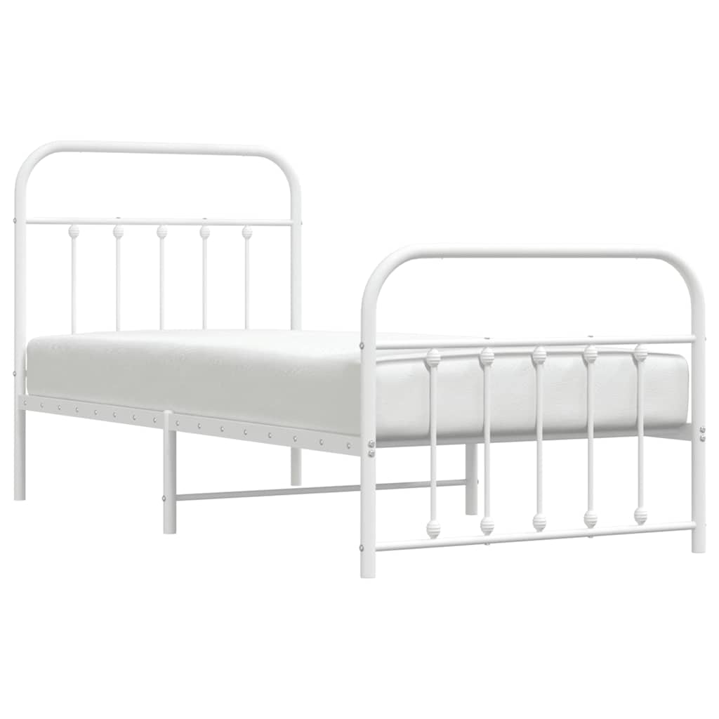 Giroletto con Testiera e Pediera Metallo Bianco 90x190 cm | homemem39