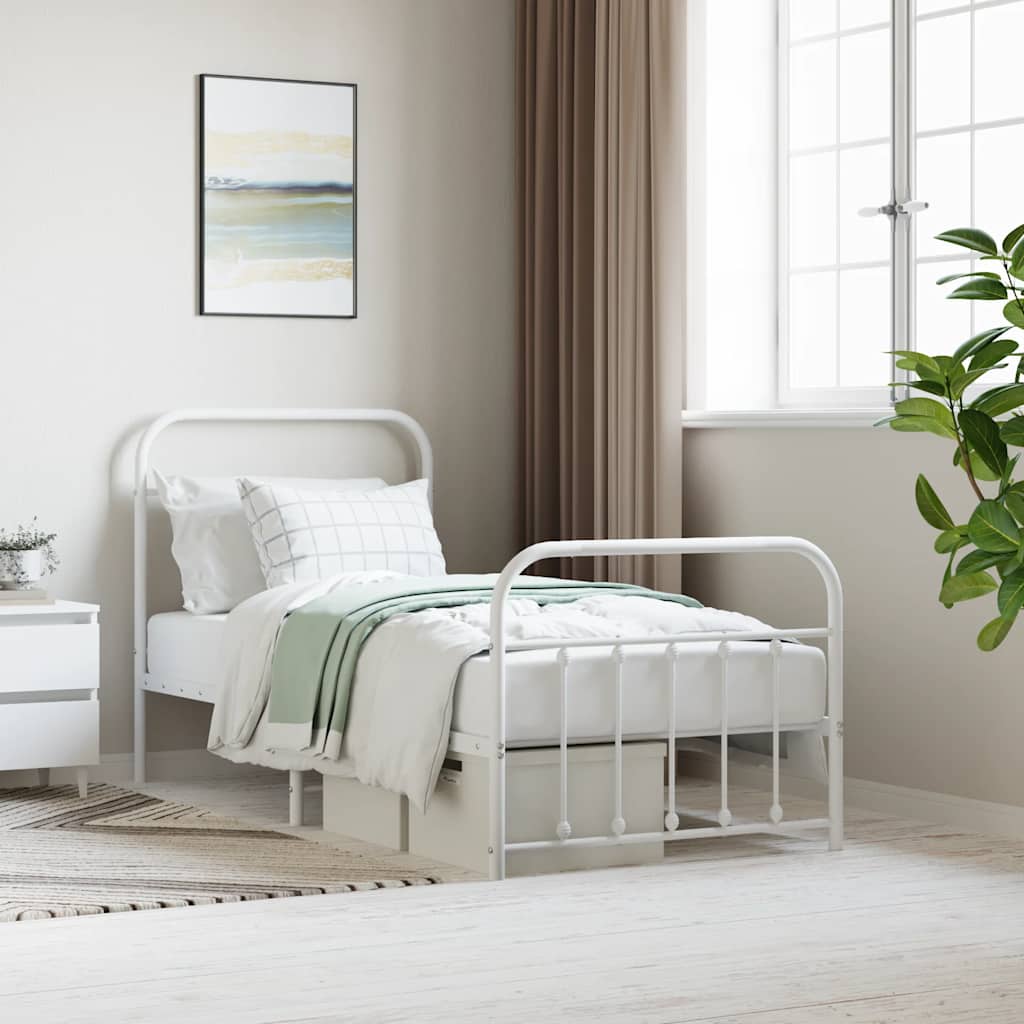 Giroletto con Testiera e Pediera Metallo Bianco 90x190 cm | homemem39