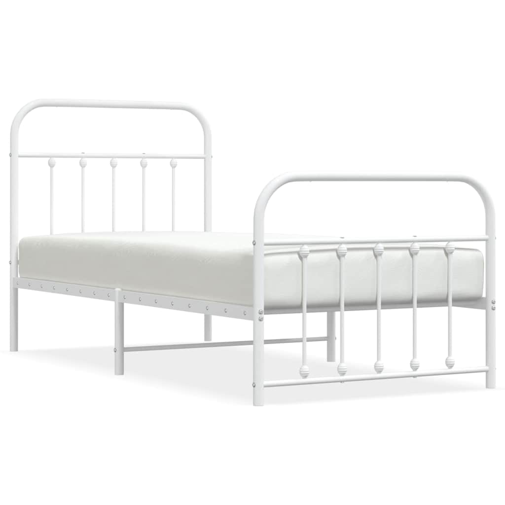 Giroletto con Testiera e Pediera Metallo Bianco 90x200 cm | homemem39