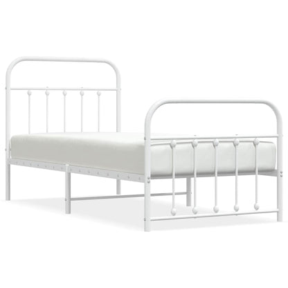 Giroletto con Testiera e Pediera Metallo Bianco 90x200 cm | homemem39