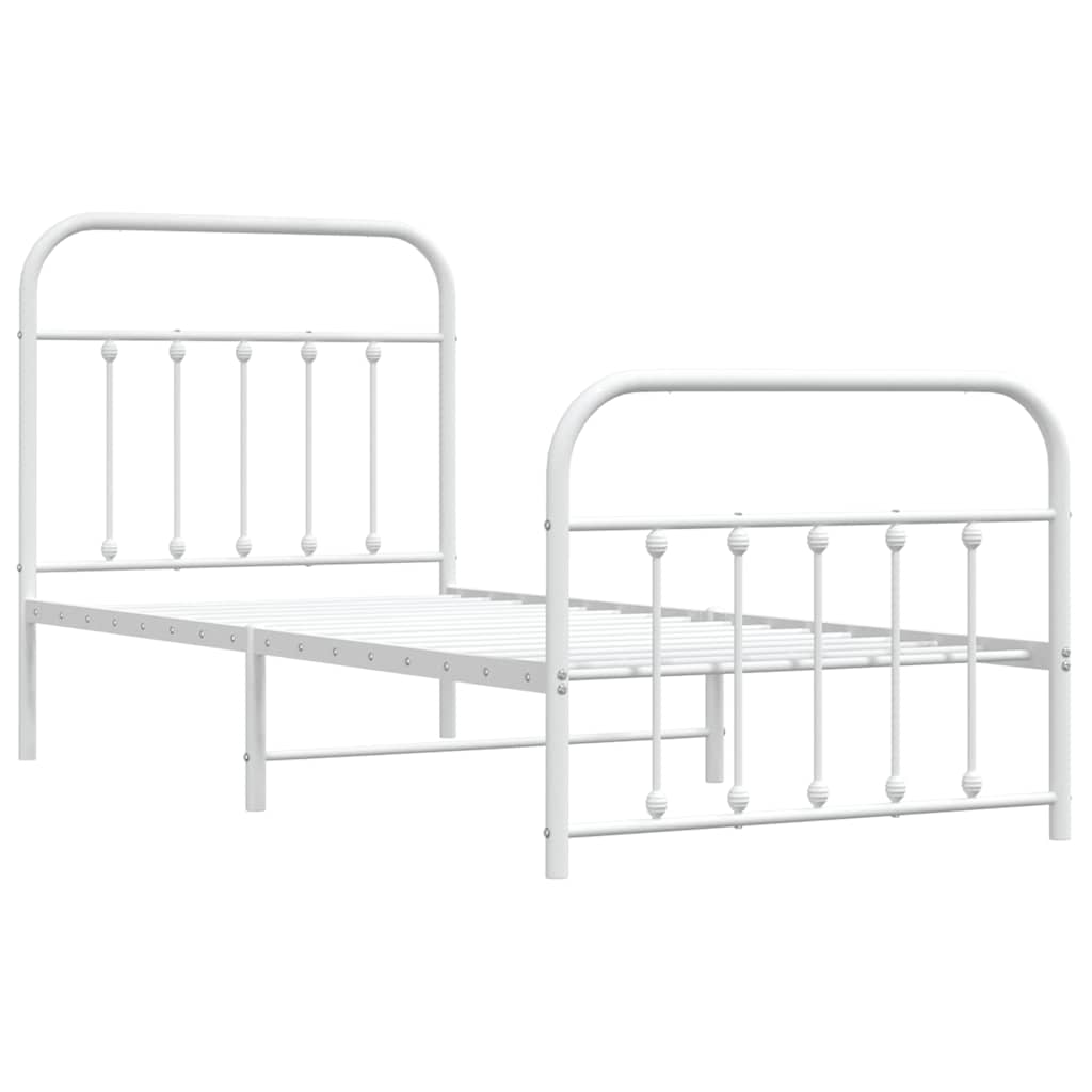Giroletto con Testiera e Pediera Metallo Bianco 90x200 cm | homemem39
