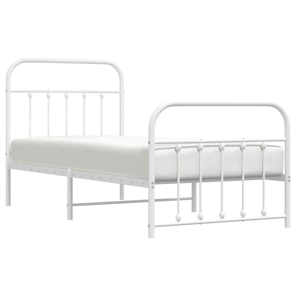 Giroletto con Testiera e Pediera Metallo Bianco 90x200 cm | homemem39