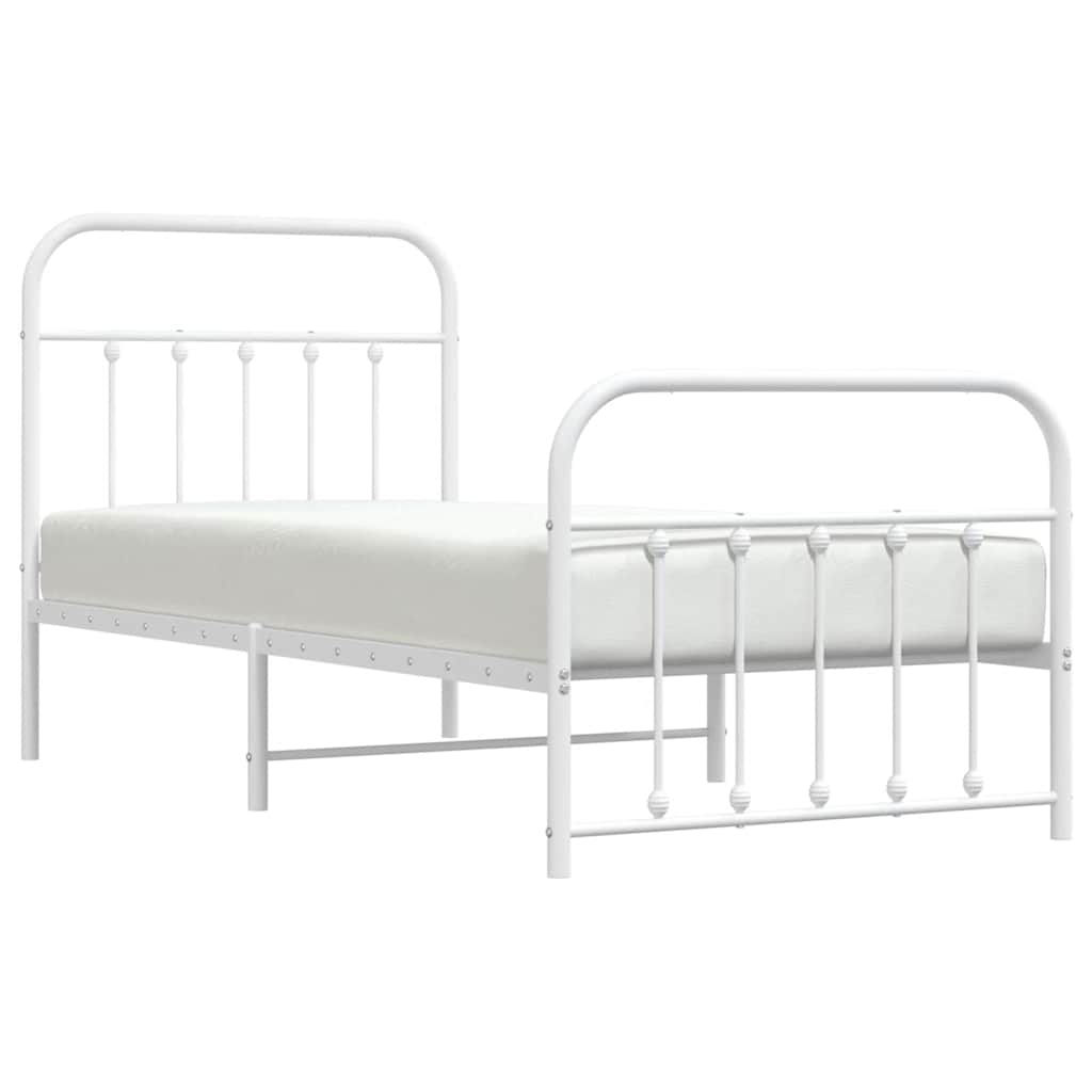 Giroletto con Testiera e Pediera Metallo Bianco 90x200 cm