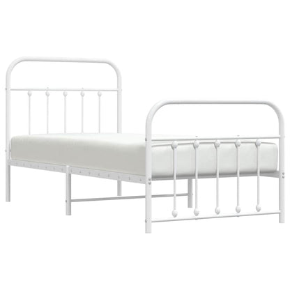 Giroletto con Testiera e Pediera Metallo Bianco 90x200 cm
