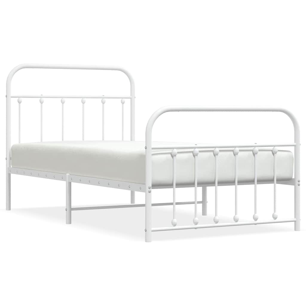 Giroletto con Testiera e Pediera Metallo Bianco 100x190 cm | homemem39