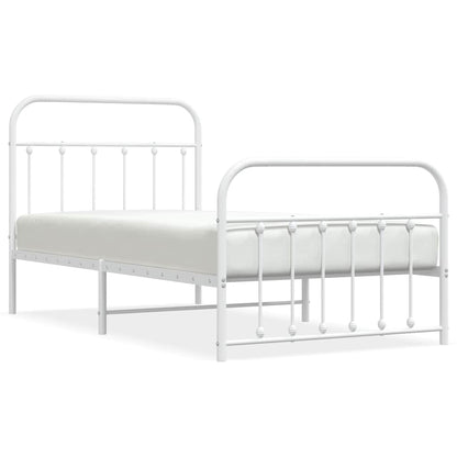 Giroletto con Testiera e Pediera Metallo Bianco 100x190 cm | homemem39