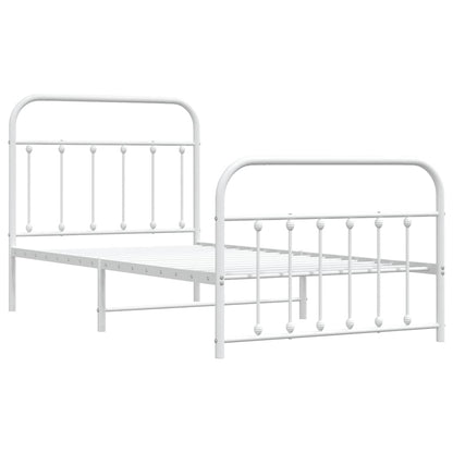 Giroletto con Testiera e Pediera Metallo Bianco 100x190 cm | homemem39