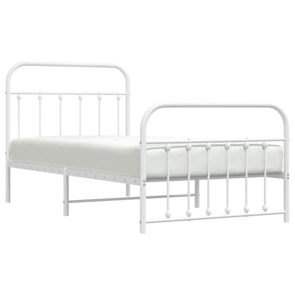 Giroletto con Testiera e Pediera Metallo Bianco 100x190 cm | homemem39