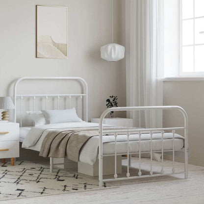 Giroletto con Testiera e Pediera Metallo Bianco 100x190 cm | homemem39