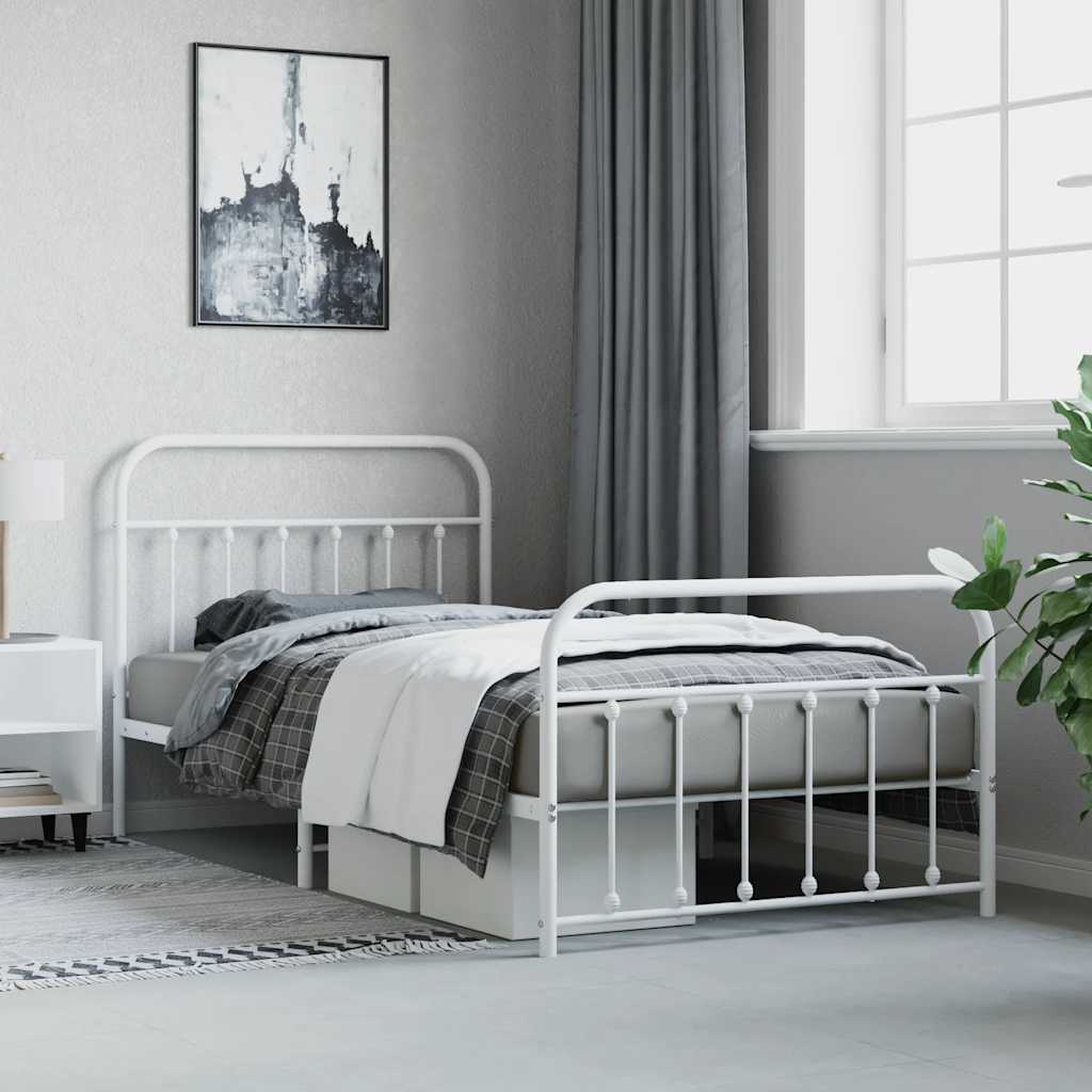 Giroletto con Testiera e Pediera Metallo Bianco 107x203 cm | homemem39