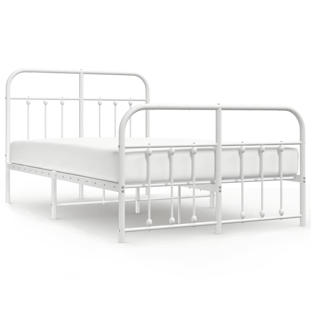 Giroletto con Testiera e Pediera Metallo Bianco 120x190 cm