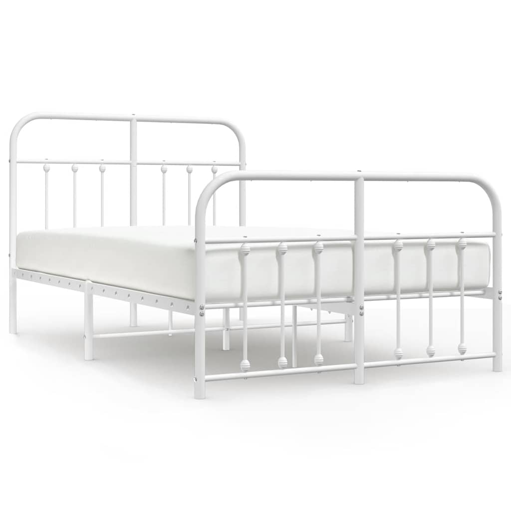 Giroletto con Testiera e Pediera Metallo Bianco 120x200 cm | homemem39