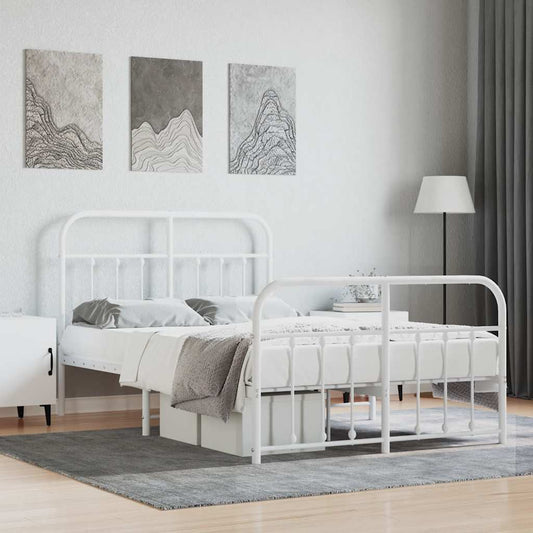 Giroletto con Testiera e Pediera Metallo Bianco 120x200 cm | homemem39